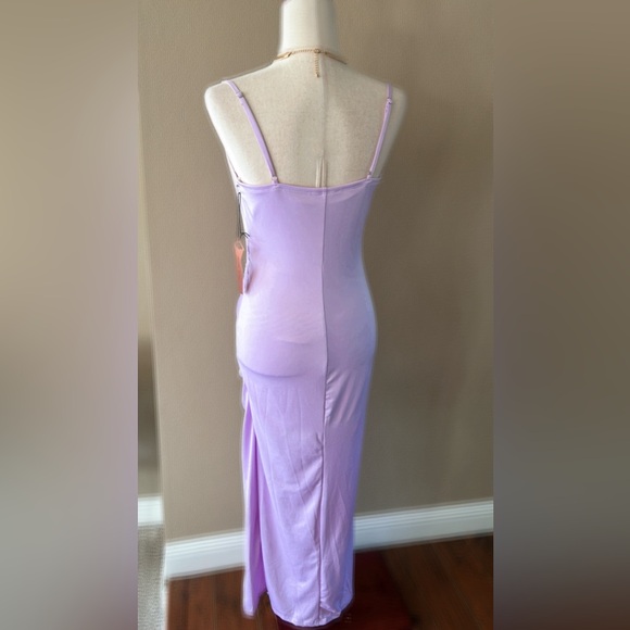 Lavender ruched cowl neckline maxi dress- wedding special occasion dress - Picture 9 of 9